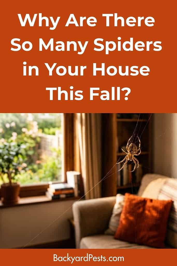 Pinterest pin showing spider in the house in fall